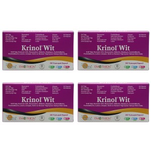 Krinol Wit - Krill Yağı, Koenzim Q10, Resveratrol, Sitikolin, Glutatyon, Kenevir Yağı, Lutein, Huperzia Serrata - 30 Kapsül - 4 Kutu