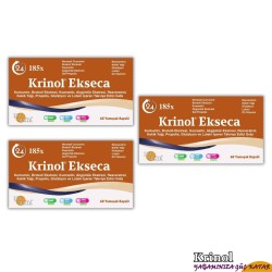 Krinol Ekseca - Novasol Curcumin, Brokoli, Kuersetin, Akgünlük, Propolis, Resveratrol, Kekik Yağı, Glutatyon, Lutein ve D3 Vitamini - 60 Kapsül - 3 Kutu