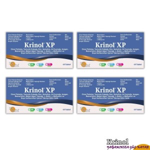 Krinol XP - Cüce Palmiye, Spirulina, At Kuyruğu, Isırgan, Resveratrol, L-Sistin, L-Metiyonin, Soya İzoflavonları, Keratin, Bor, Biotin,  Folik Asit - 60 Tablet - 4 Kutu